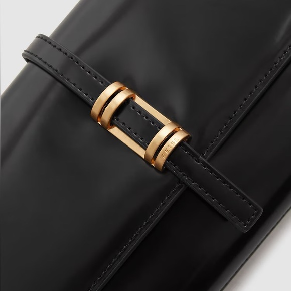 Reiss Black Clutch with Gold Accent - Picture 4 of 9